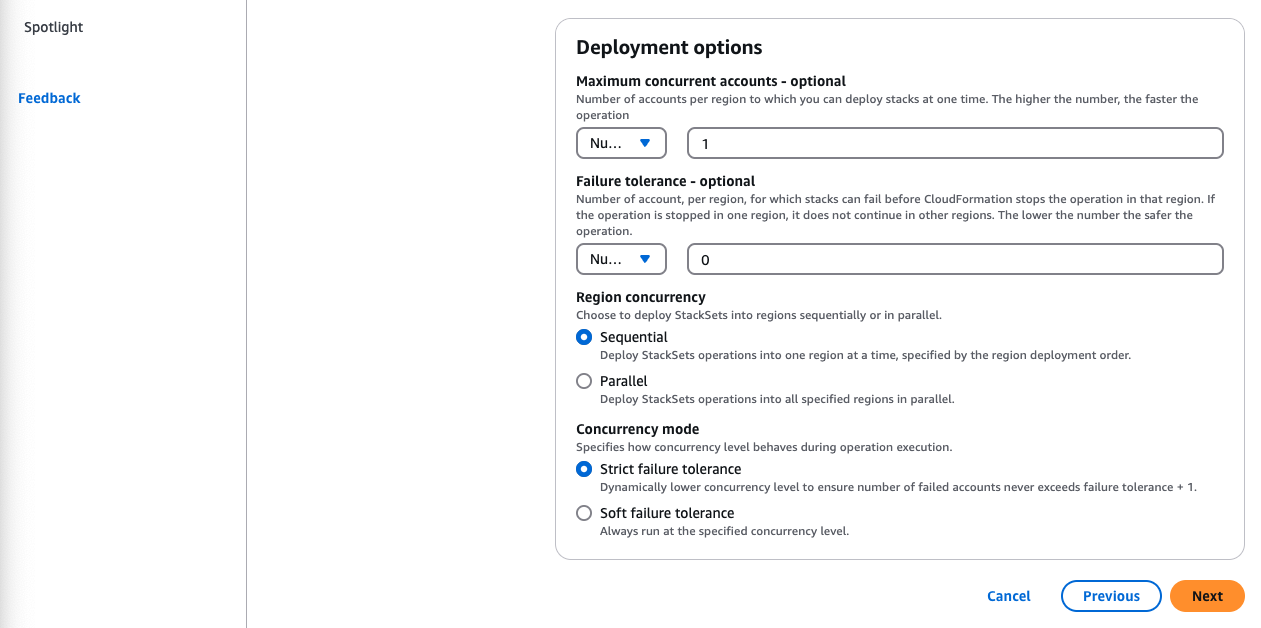 CloudFormation deployment region options
