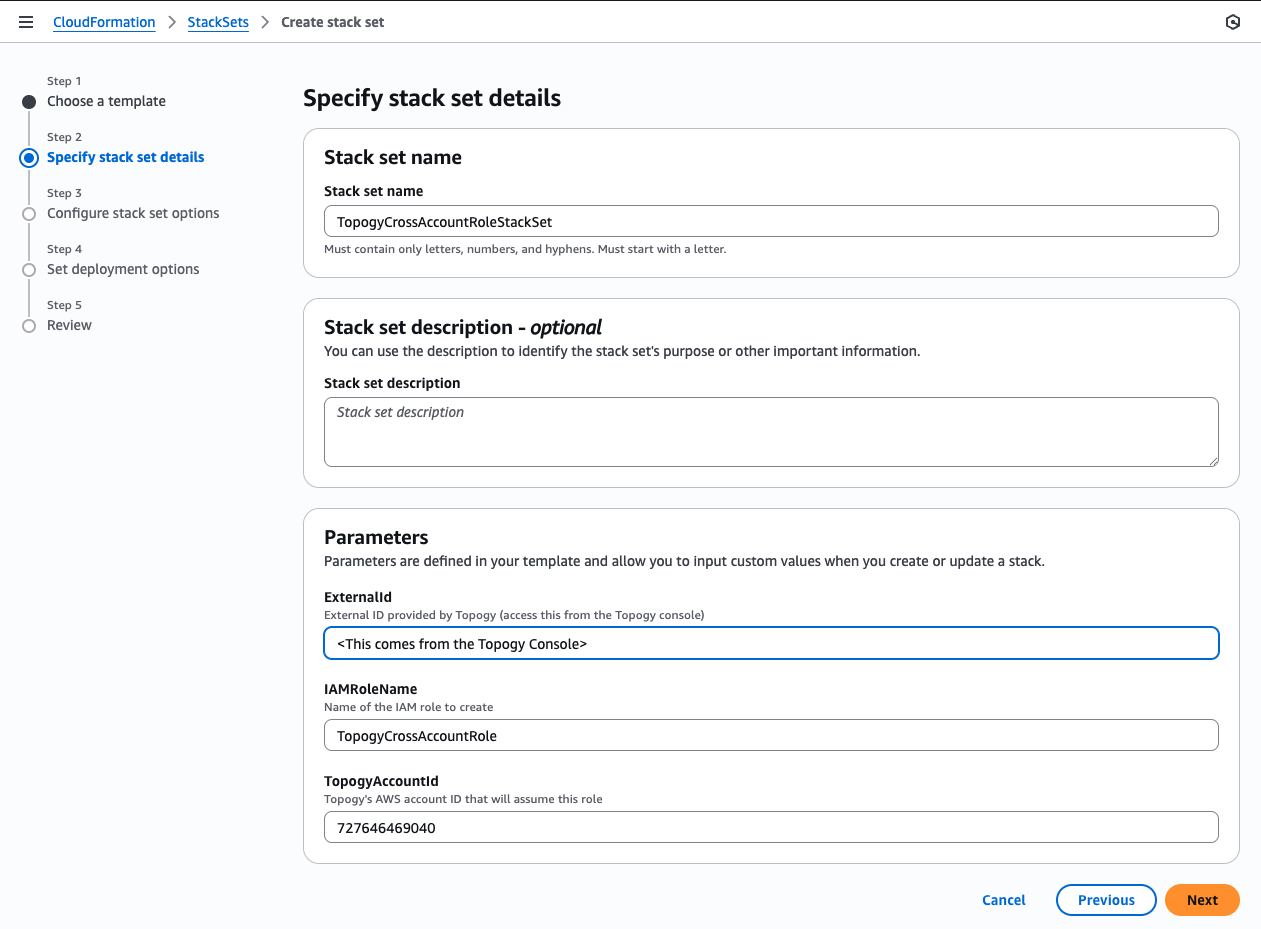 CloudFormation stack set details