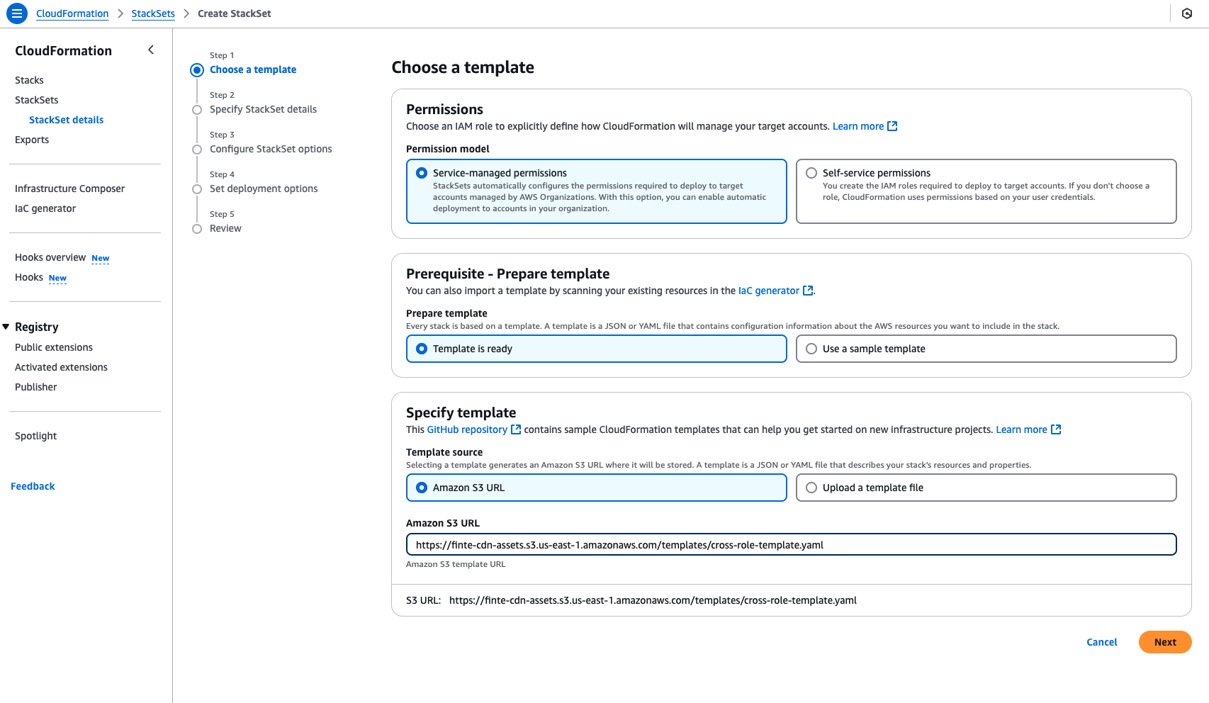 CloudFormation choose a template