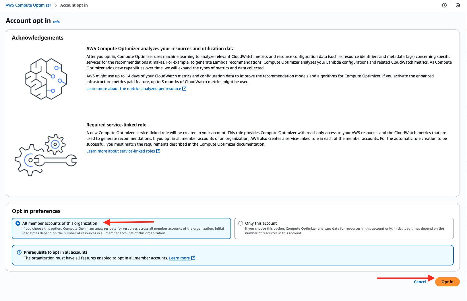 Compute Optimizer opt in