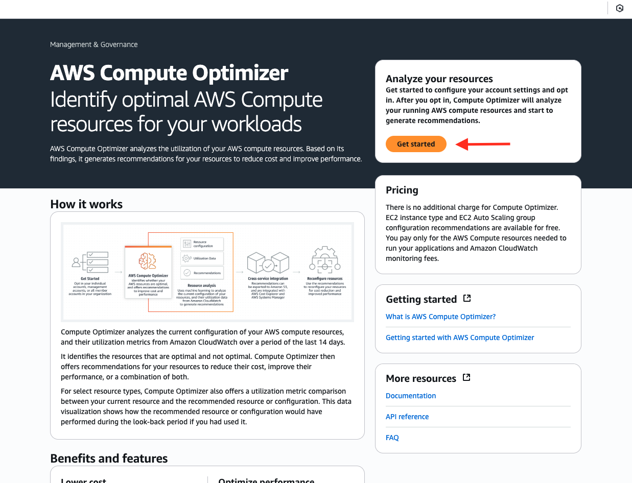 Compute Optimizer get started