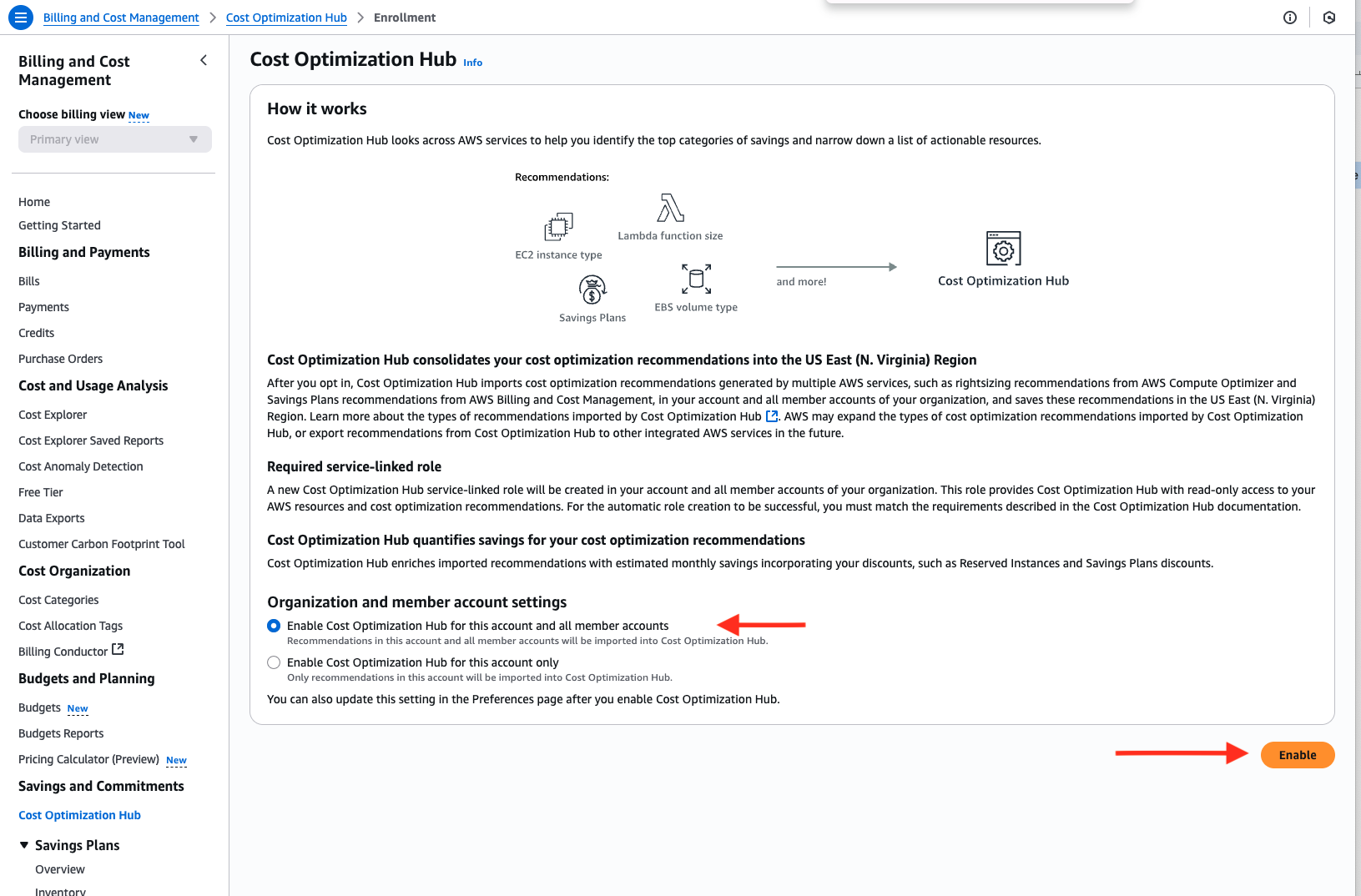 Cost Optimization Hub