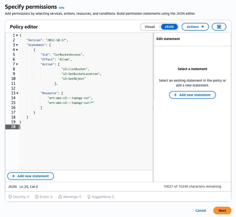 JSON policy
