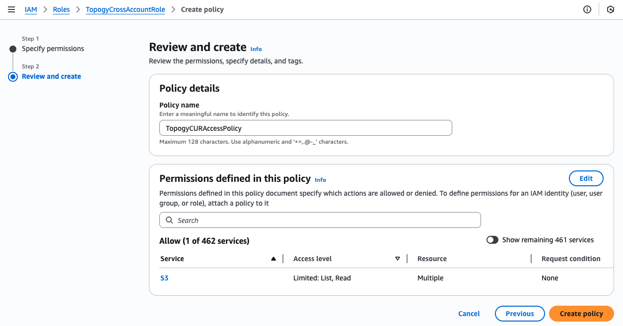 Review and create policy