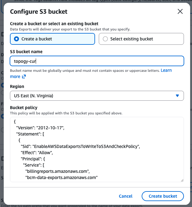 Configure S3 bucket