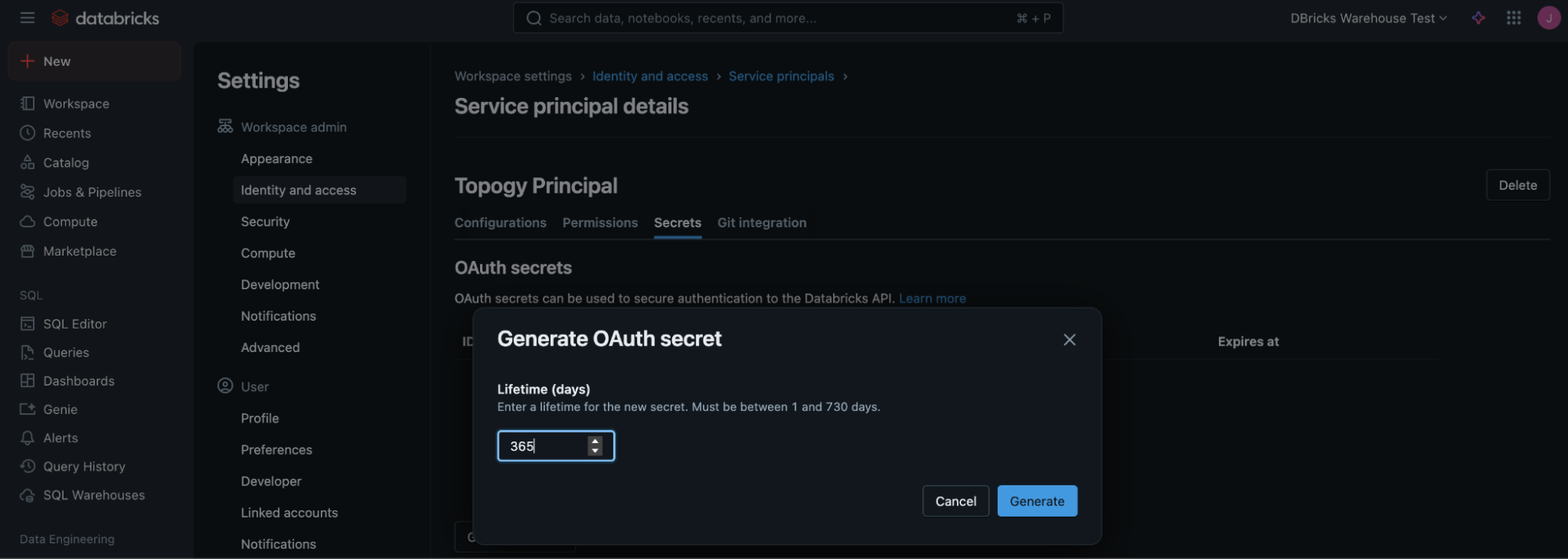Secret timespan