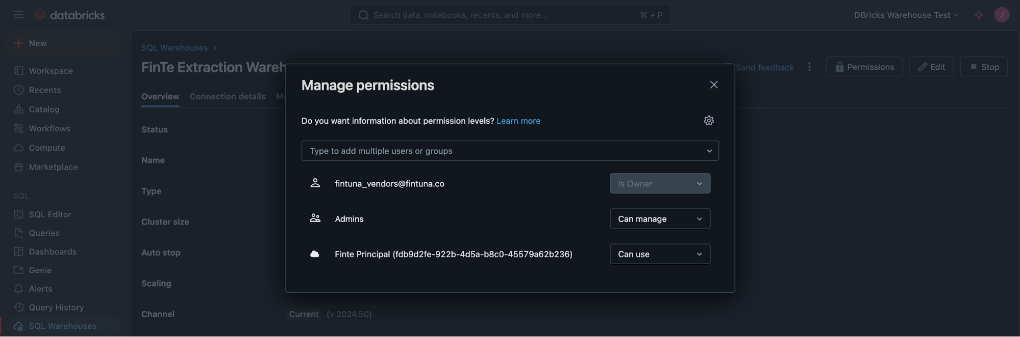 Close permission dialog