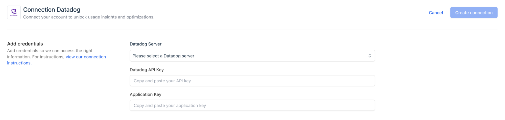 Topogy Datadog integration form
