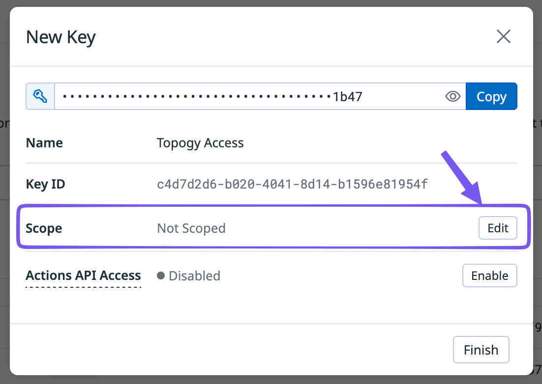 Application Key scope edit