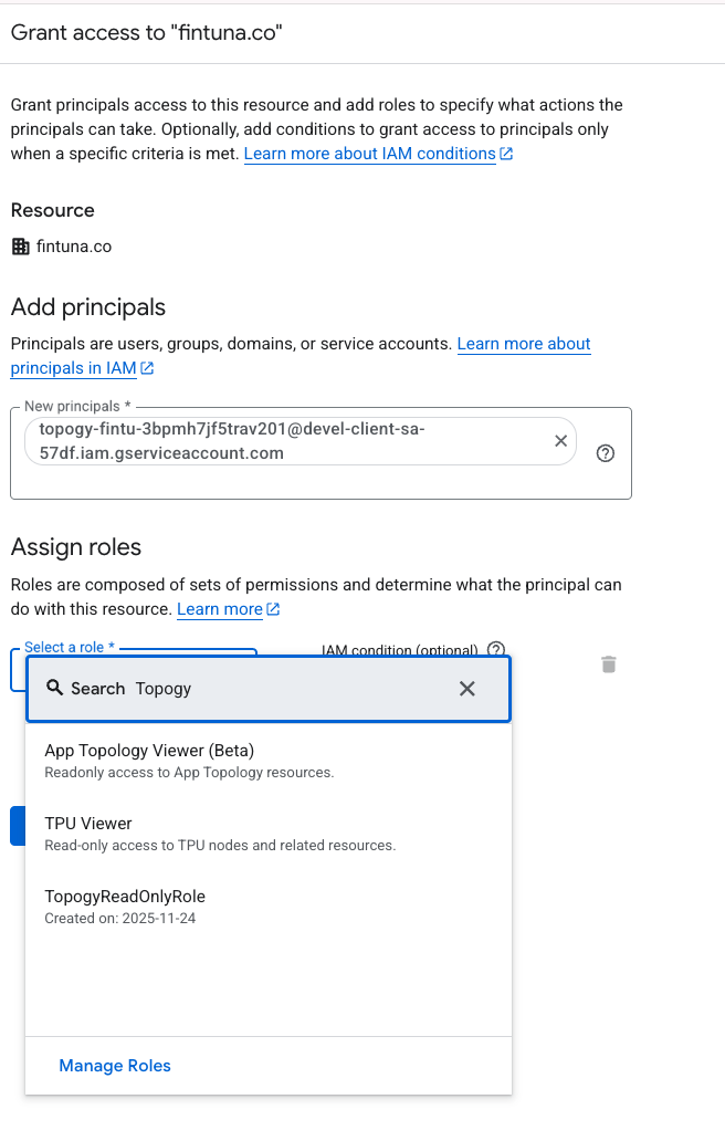 Select TopogyReadOnlyRole