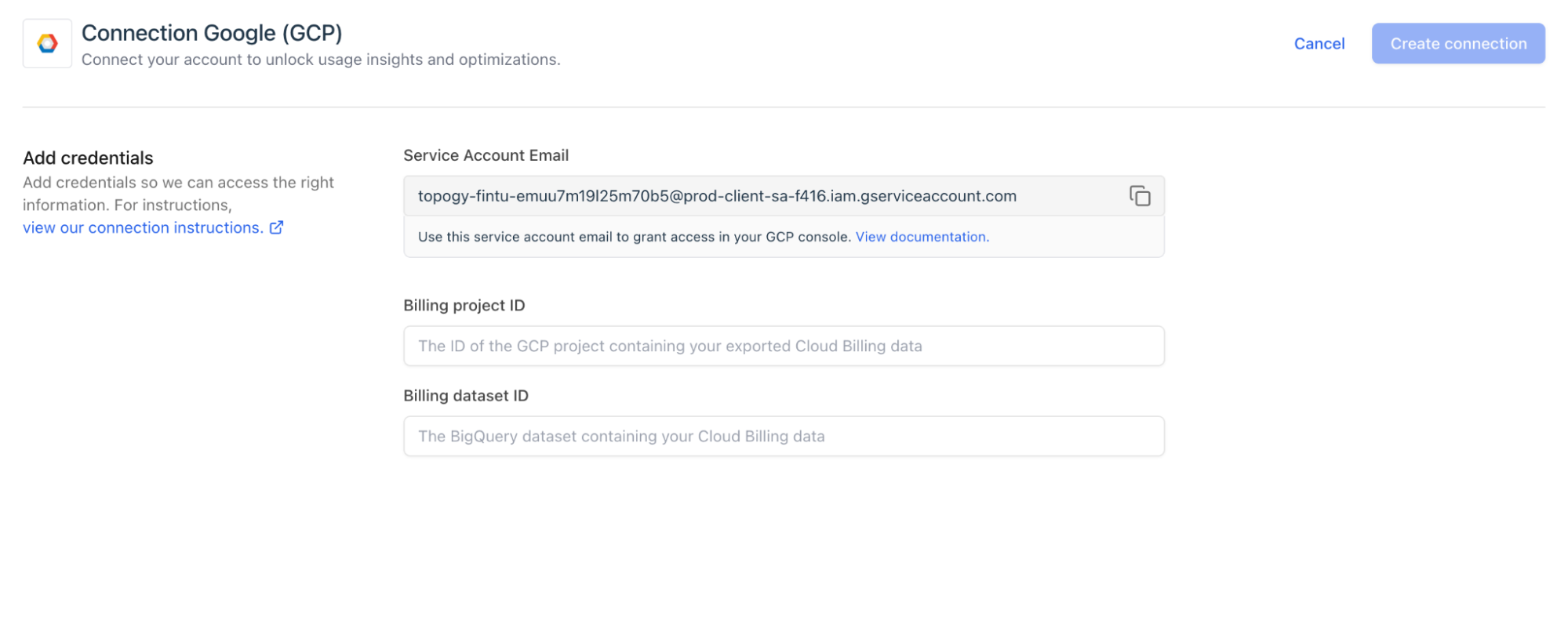 Copy service account email