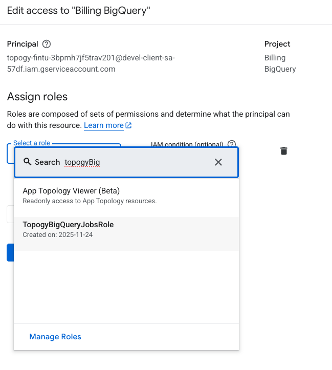 Select TopogyBigQueryJobsRole