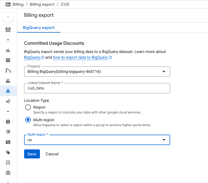 CUD export settings