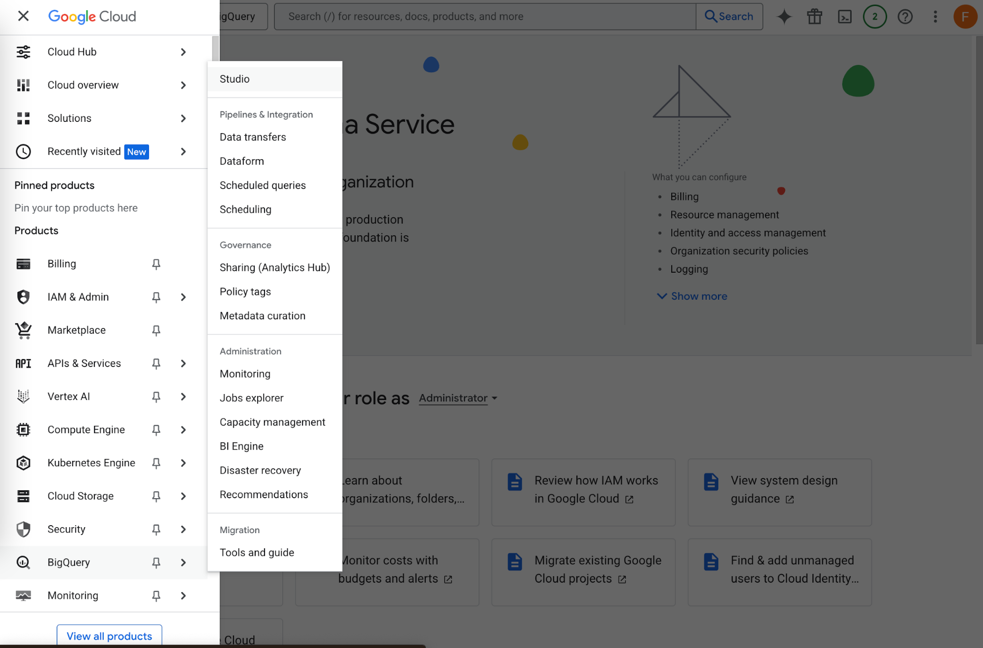 Open BigQuery Studio