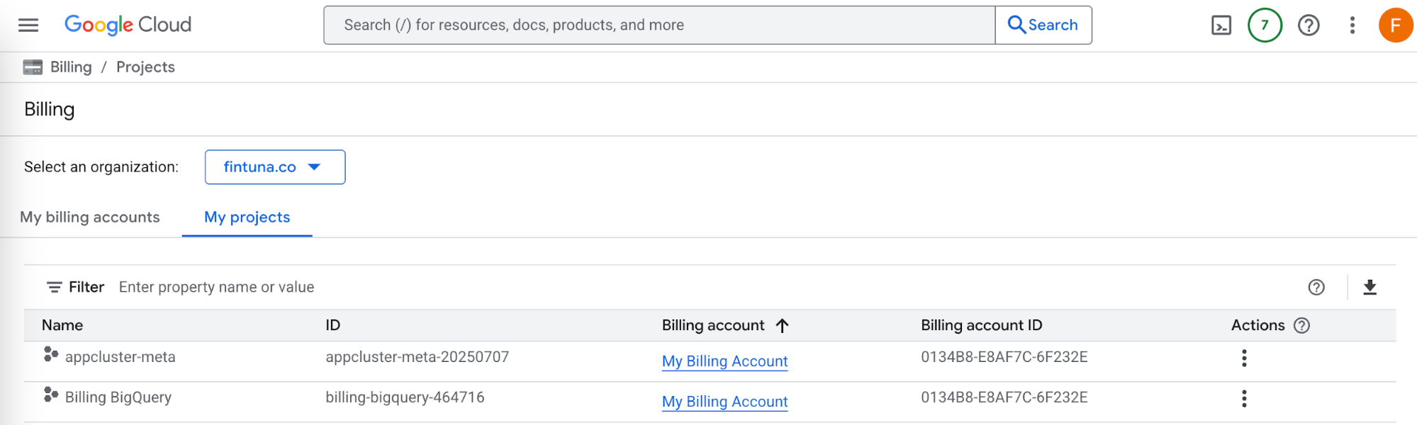 Verify billing account attached to project